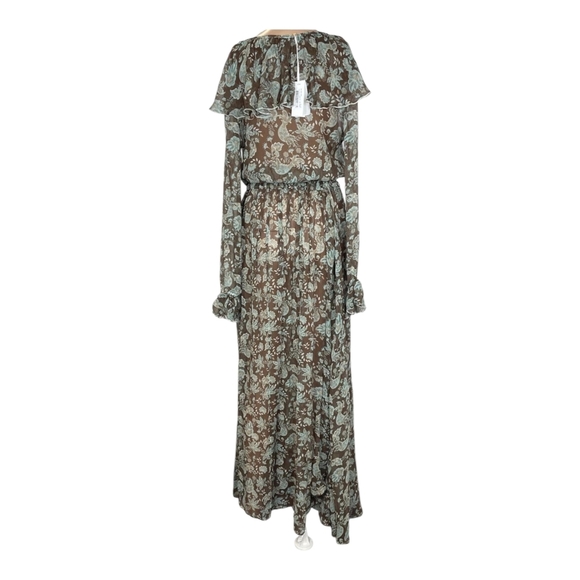 Alessia Zamattio Women's Calla Silk Maxi Dress Size 38 US 2 Brown Multi NWT - Picture 6 of 10